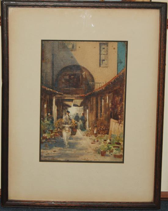 Gardon Grant Smith (1860-1913) Fuenterrabia, Spain 1894 and 2 street scenes, largest 13.5 x 9.5in.